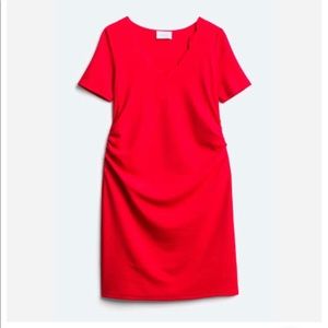 French Grey Red Maternity Dress - small